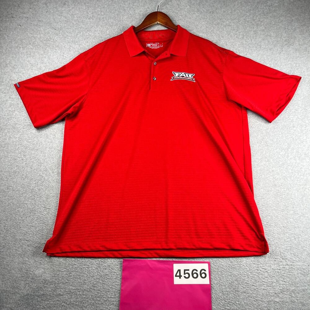 Florida Atlantic Embroidered Polo Shirt Bermuda Sands Red Casual Stretch Mens XL